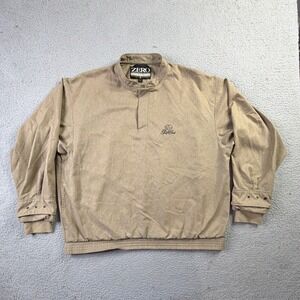 Zero Restriction Microsuede Windbreaker Pullover Mens XL Tan Khaki Mock Neck